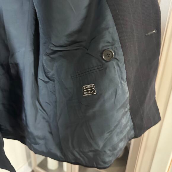 Giorgio Armani Black Wool Pinstripe 2 Pc Suit 40S Double Breasted Jacket Pants - Picture 10 of 11